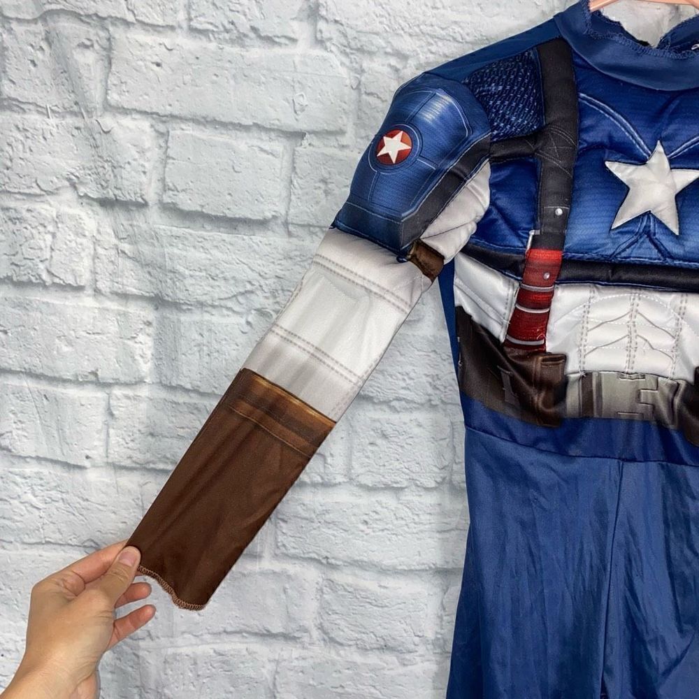 Captain America muscle halloween costume and mask boys M 7-8 - Picture 13 of 14